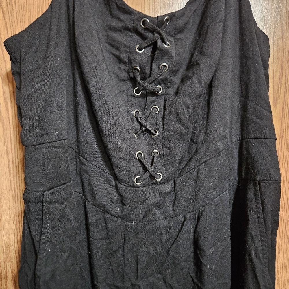 torrid black stretch challis lace up jumpsuit Size 1 With Pockets! - Picture 4 of 11